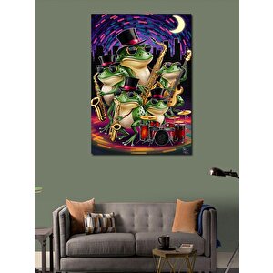 Kanvas Tablo Caz Müzik Yapan Kurbağalar 70x100 cm