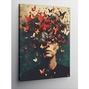Kanvas Tablo Kelebekler Ve İnsan 100x140 cm
