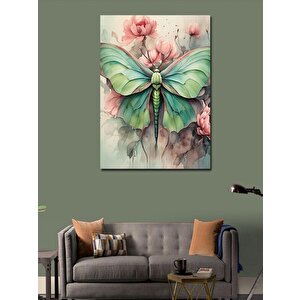 Kanvas Tablo Yeşil Kelebek 100x140 cm