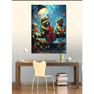 Kanvas Tablo Caz Müzik Yapan Kurbağalar 100x140 cm