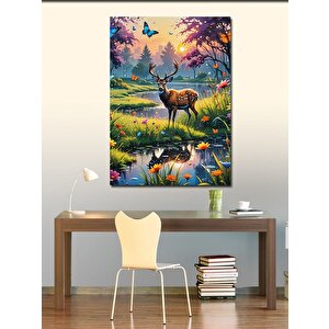 Kanvas Tablo Geyik Ve Kelebekler 70x100 cm