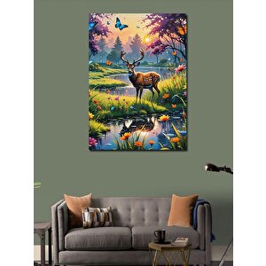 Kanvas Tablo Geyik Ve Kelebekler 70x100 cm