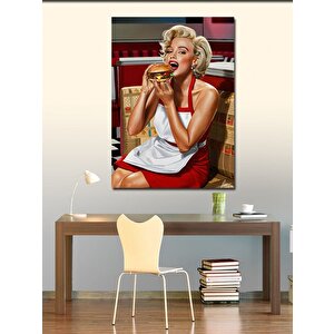 Kanvas Tablo Marilyn Monroe Hamburger Yiyor