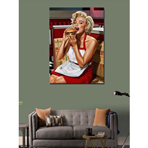Kanvas Tablo Marilyn Monroe Hamburger Yiyor