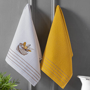 Schafer Nakışlı 2 Li Kurulama Bezi 40x60 Cm-hardal
