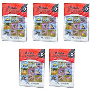 Arma Baskılı Mini Blok Poşet Torba - No : 0 - 20x30 Cm. - Beyaz - 100 Adetlik 5 Paket