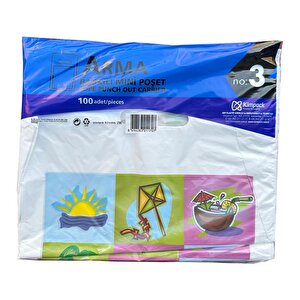 Arma Baskılı Mini Blok Poşet Torba - No : 3 - 30x50 Cm. - Beyaz - 100 Adetlik 10 Paket