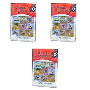 Arma Baskılı Mini Blok Poşet Torba - No : 0 - 20x30 Cm. - Beyaz - 100 Adetlik 3 Paket