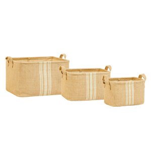 Ocean Home Textile 3'lü Çizgili Jüt Sepet Set
