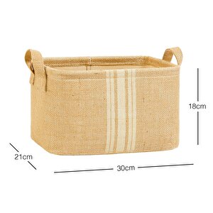 Ocean Home Textile Çizgili Jüt Sepet 30 X 21 X 18 Cm