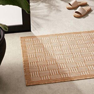 Ocean Home Textile Leke Tutmaz İç Dış Mekan Bej Renk Hasır Desenli Paspas 60 X 90 Cm