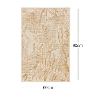 Ocean Home Textile Leke Tutmaz İç Dış Mekan Bej Renk Tropikal Desenli Paspas 60 X 90 Cm