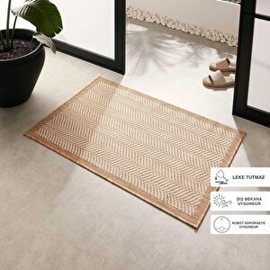 Leke Tutmaz İç Dış Mekan Bej Renk Balıksırtı Paspas 60 X 90 Cm