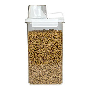 2 Li Sızdırmaz Depolama Kedi Köpek Mama Saklama Kabı- Ölçekli Erzak Depolama 1100 Ml 1800 Ml