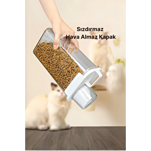 2 Li Sızdırmaz Depolama Kedi Köpek Mama Saklama Kabı- Ölçekli Erzak Depolama 1100 Ml 1800 Ml