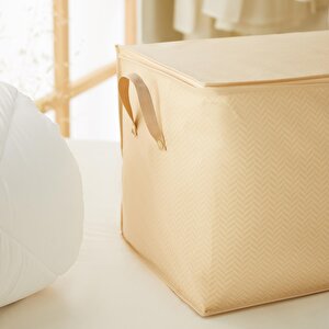 Ocean Home Textile Mega Boy Pvc Pencereli Bej Balıksırtı Hurç 75 X 40 X 40 Cm