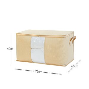 Ocean Home Textile Mega Boy Pvc Pencereli Bej Balıksırtı Hurç 75 X 40 X 40 Cm