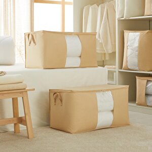 2'li Mega Boy Pvc Pencereli Bej Balıksırtı Hurç Set 75 X 40 X 40 Cm