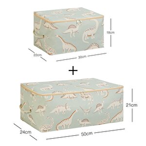 Ocean Home Textile 2'li Çocuk Odası Dinozor Hurç Set 1 Adet 30 X 22 X 18 / 1 Adet 52 X 28 X 21 Cm