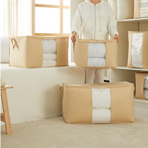 3'lü Pvc Pencereli Bej Balıksırtı Hurç Set