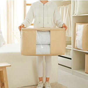 Ocean Home Textile 3'lü Pvc Pencereli Bej Balıksırtı Hurç Set