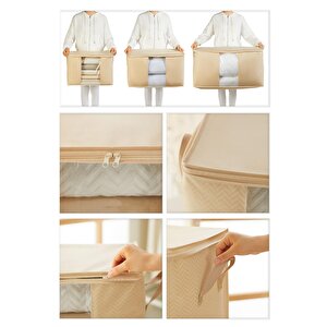 Ocean Home Textile 3'lü Pvc Pencereli Bej Balıksırtı Hurç Set