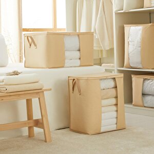 2'li Pvc Pencereli Bej Balıksırtı Hurç Set 1 Adet 45 X 30 X 50 / 1 Adet 60 X 43 X 35 Cm