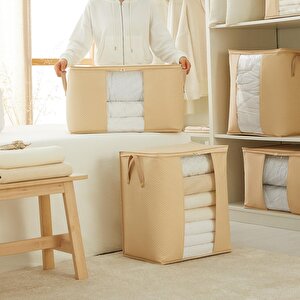 2'li Pvc Pencereli Bej Balıksırtı Hurç Set 1 Adet 45 X 30 X 50 / 1 Adet 60 X 43 X 35 Cm