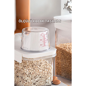 3 Lü Sızdırmaz Depolama Kedi Köpek Mama Saklama Kabı- Ölçekli Erzak Depolama 1100 Ml 1800 Ml 300 Ml