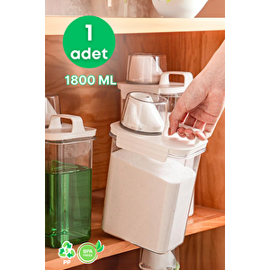 1 Adet Sızdırmaz Depolama Erzak Bakliyat Deterjan Saklama Kutusu- Ölçekli Kap 1800 Ml