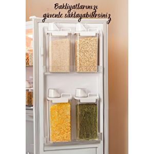 3 Lü Sızdırmaz Depolama Erzak Bakliyat Saklama Kabı- Ölçekli Düzenleyici 1100 Ml 1800 Ml 2300 Ml