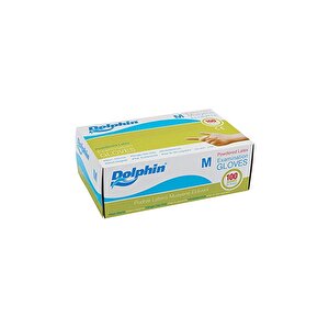Dolphin Tek Kullanımlık Lateks Beyaz Pudralı Muayene Eldiveni - Medium - Orta Boy - 100'lü Paket