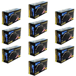 Dolphin Tek Kullanımlık Lateks Siyah Pudrasız Nitril Muayne Eldiveni Meidum - 100'lü 10 Paket