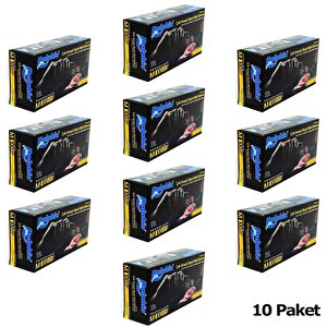 Dolphin Tek Kullanımlık Lateks Siyah Pudrasız Nitril Muayne Eldiveni Meidum - 100'lü 10 Paket