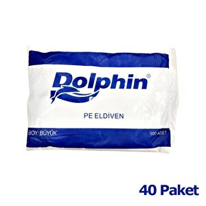 Dolphin Pe İş Temizlik Tek Kullanımlık Şeffaf Poşet Market Eldiven - Büyük Boy- 100 Adetlik 40 Paket