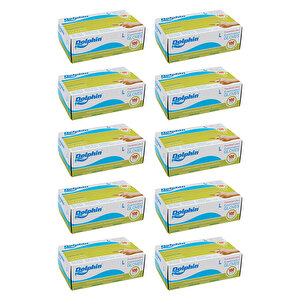 Dolphin Tek Kullanımlık Lateks Beyaz Pudralı Large Muayne Eldiveni - 10 Adet 100'lü Paket / Koli