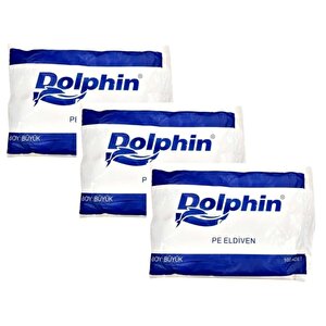 Dolphin Pe İş Temizlik Tek Kullanımlık Şeffaf Poşet Market Eldiven / Büyük Boy / 100 Adetlik 3 Paket