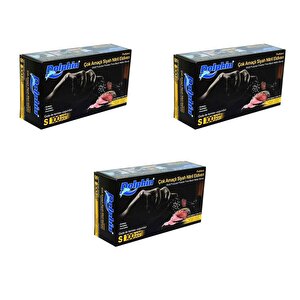 Dolphin Tek Kullanımlık Lateks Siyah Pudrasız Nitril Muayne Eldiveni Small Küçük Boy - 100'lü 3paket