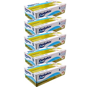 Dolphin Tek Kullanımlık Lateks Beyaz Pudralı Small ( S ) Muayne Eldiveni - 100 Adetlik 5 Paket