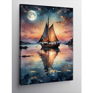 Kanvas Tablo Dolunay Veya Yelken Tekne 70x100 cm