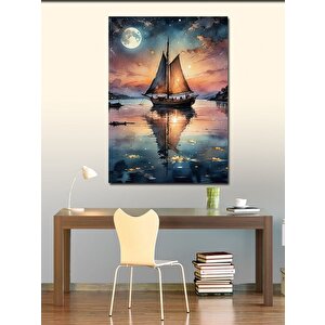 Kanvas Tablo Dolunay Veya Yelken Tekne 70x100 cm