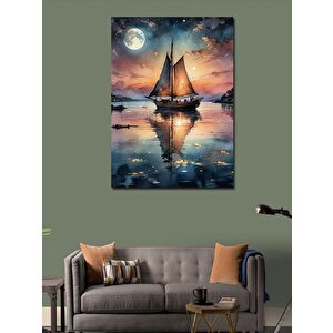 Kanvas Tablo Dolunay Veya Yelken Tekne 70x100 cm
