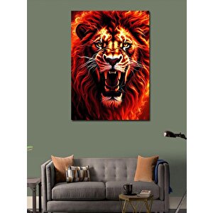 Kanvas Tablo Kükreyen Asil Aslan 100x140 cm