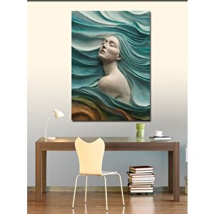 Kanvas Tablo Soyut Mavi Saçlı Kadın 70x100 cm
