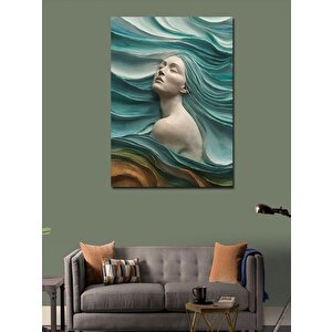 Kanvas Tablo Soyut Mavi Saçlı Kadın 70x100 cm