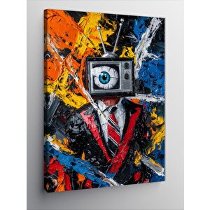 Kanvas Tablo Soyut Televizyon Kafalı Adam 100x140 cm
