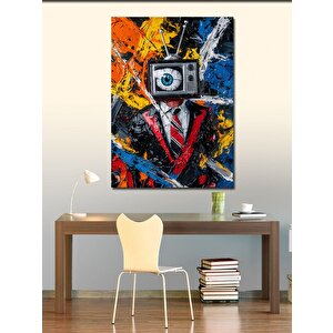 Kanvas Tablo Soyut Televizyon Kafalı Adam 100x140 cm