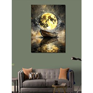 Kanvas Tablo Ahşap Tekne Ve Dolunay 70x100 cm