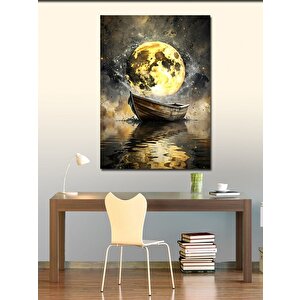 Kanvas Tablo Ahşap Tekne Ve Dolunay 100x140 cm