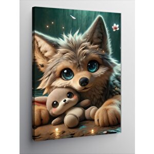 Kanvas Tablo Yavru Tilki Ve Oyuncağı
